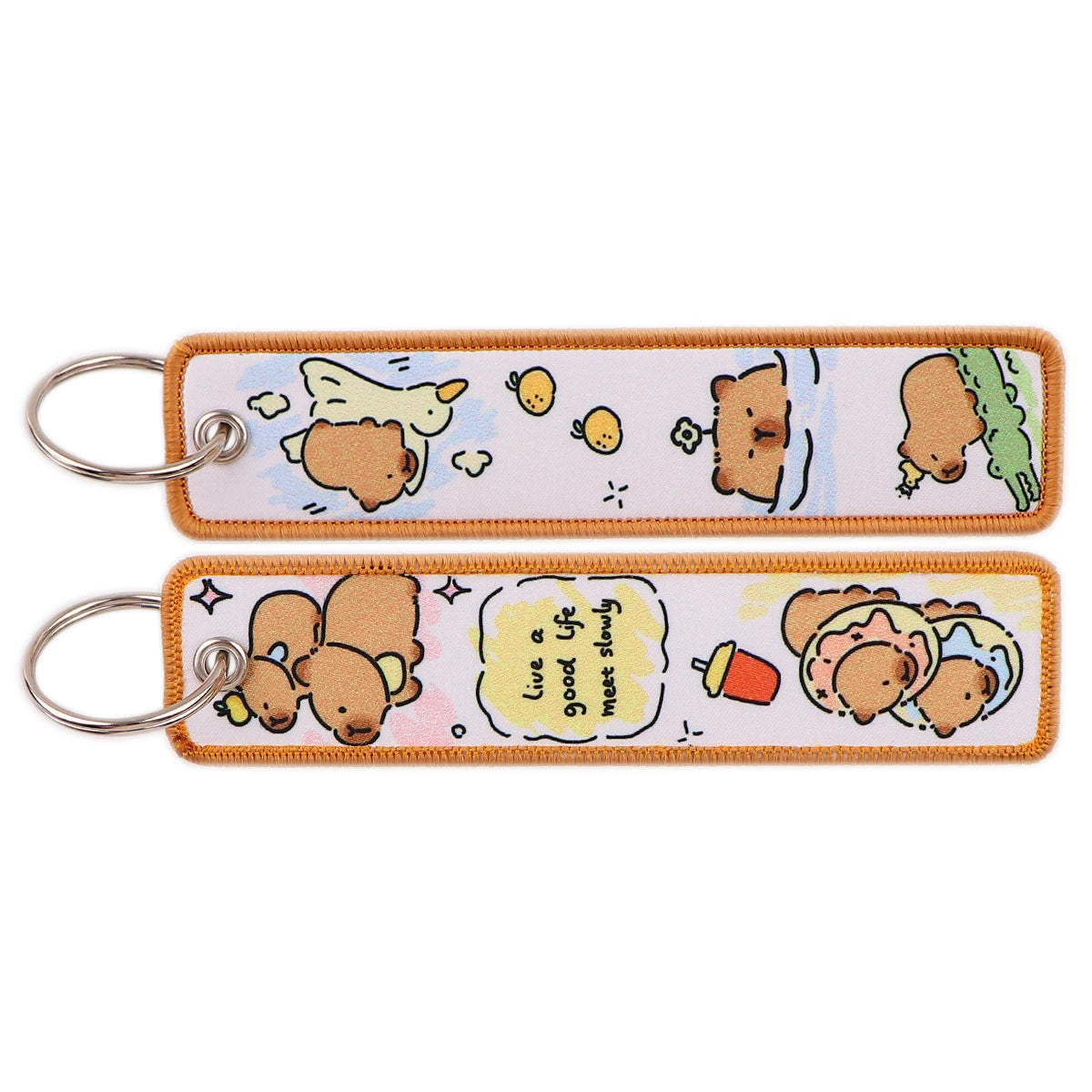 Porte-clé capybara brodé style boho fait main