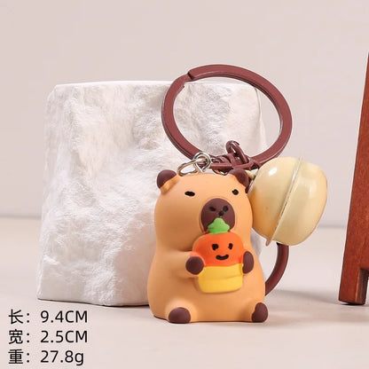 Porte-clé capybara en résine kawaii multicolore