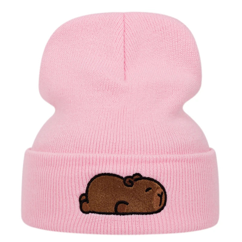Bonnet Capybara Femme Brodé - Pink