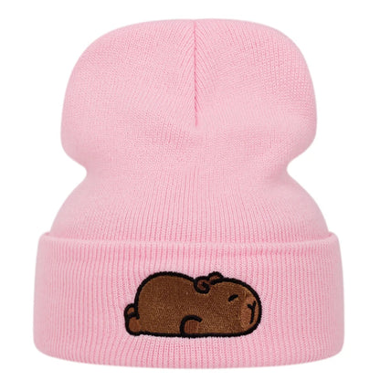 Bonnet Capybara Femme Brodé - Pink
