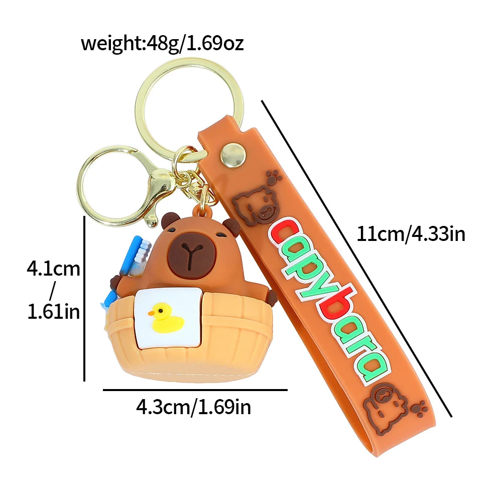 Porte-clé capybara cartoon pour voiture, plusieurs designs colorés