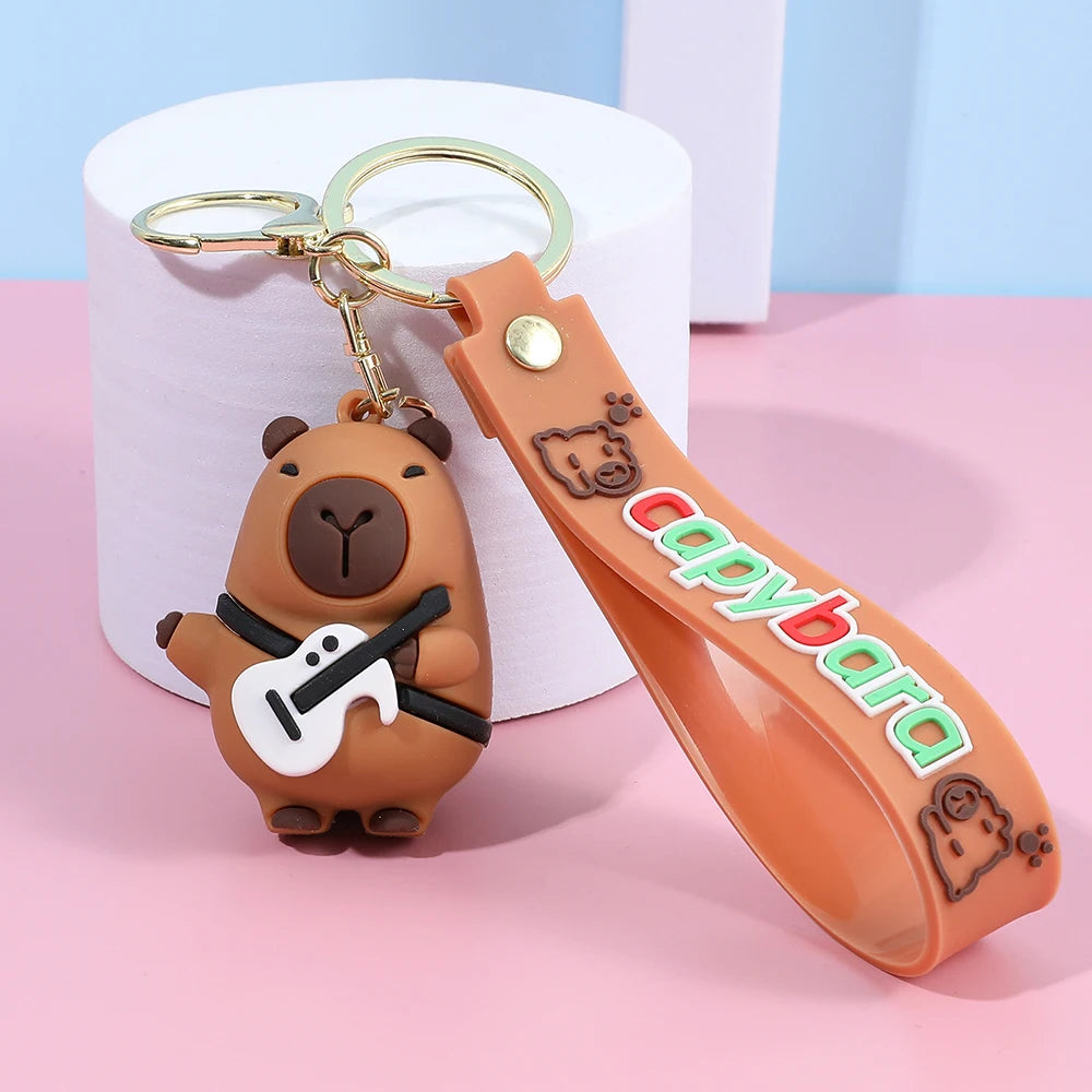Porte-clé capybara cartoon pour voiture, plusieurs designs colorés