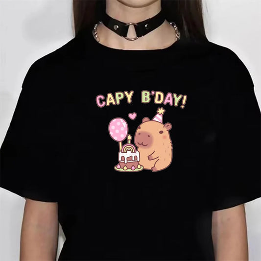 Tshirt Capybara Femme Noir