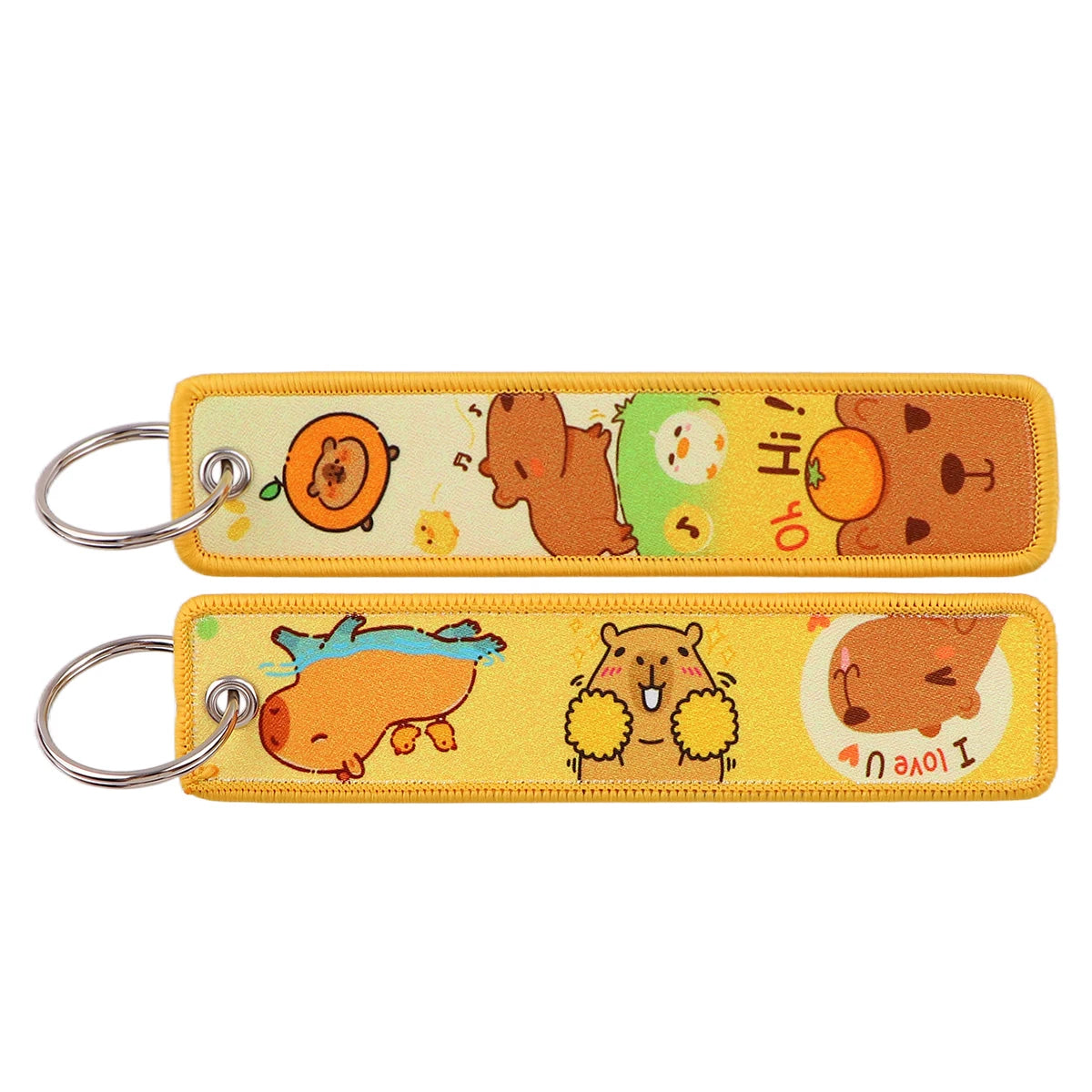 Porte-clé capybara brodé style boho fait main