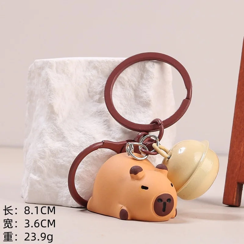 Porte-clé capybara en résine kawaii multicolore