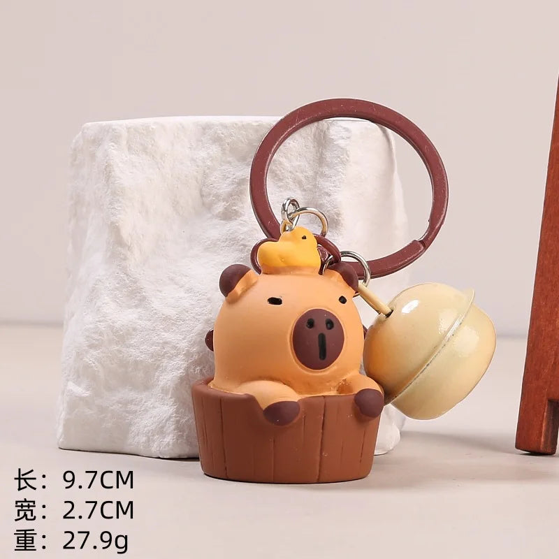 Porte-clé capybara en résine kawaii multicolore