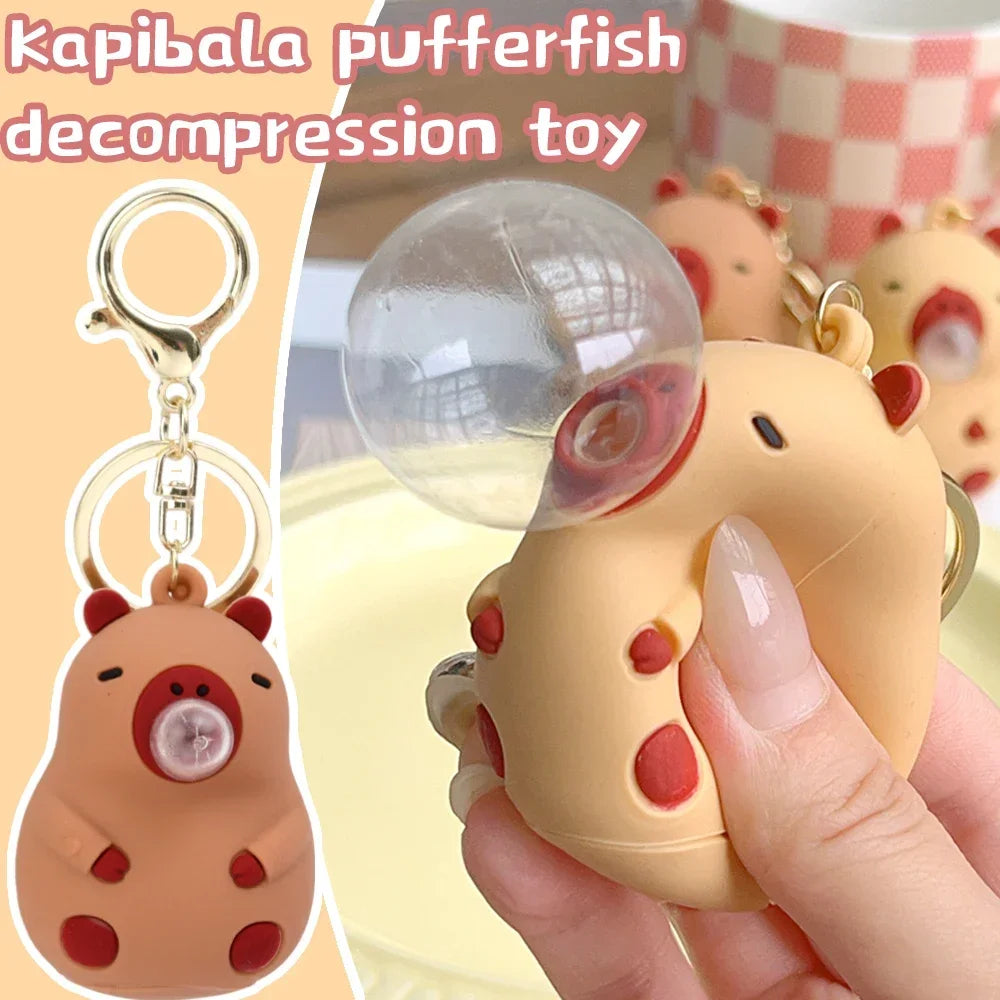 Porte-clé capybara anti-stress qui fait des bulles