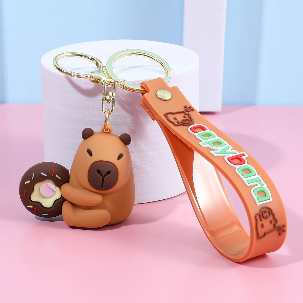 Porte-clé capybara cartoon pour voiture, plusieurs designs colorés