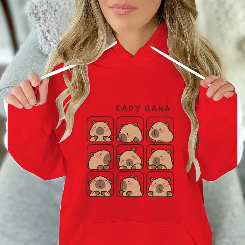 Sweat à Capuche Capybara Unisexe – Rouge