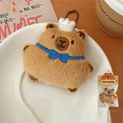 Porte-clé capybara croissant en peluche douce style boulangerie