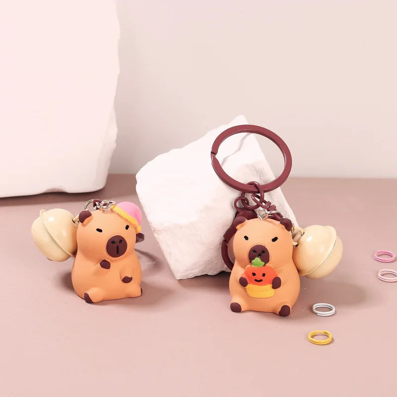 Porte-clé capybara en résine kawaii multicolore